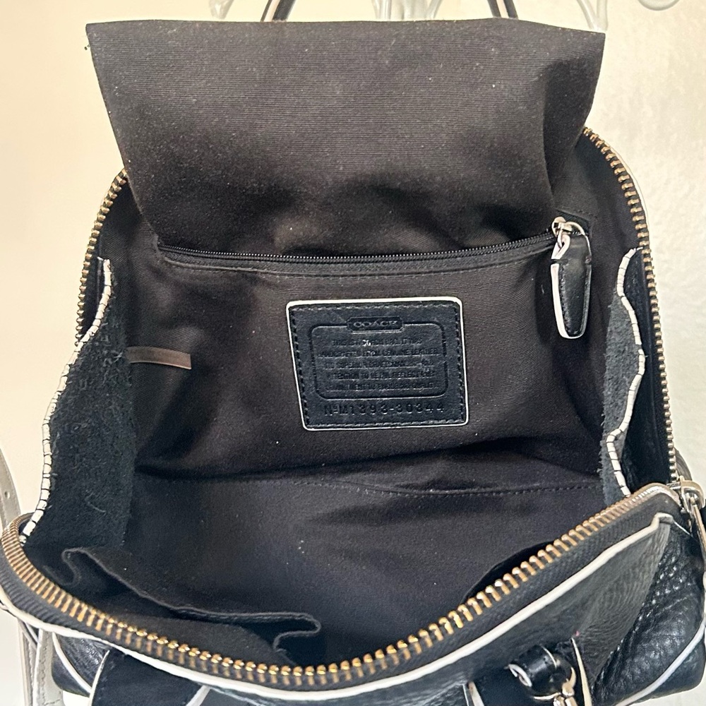 Coach Bleecker Mini Preston Black White Edgepaint Leather Satchel Bag 30344 - Picture 14 of 15